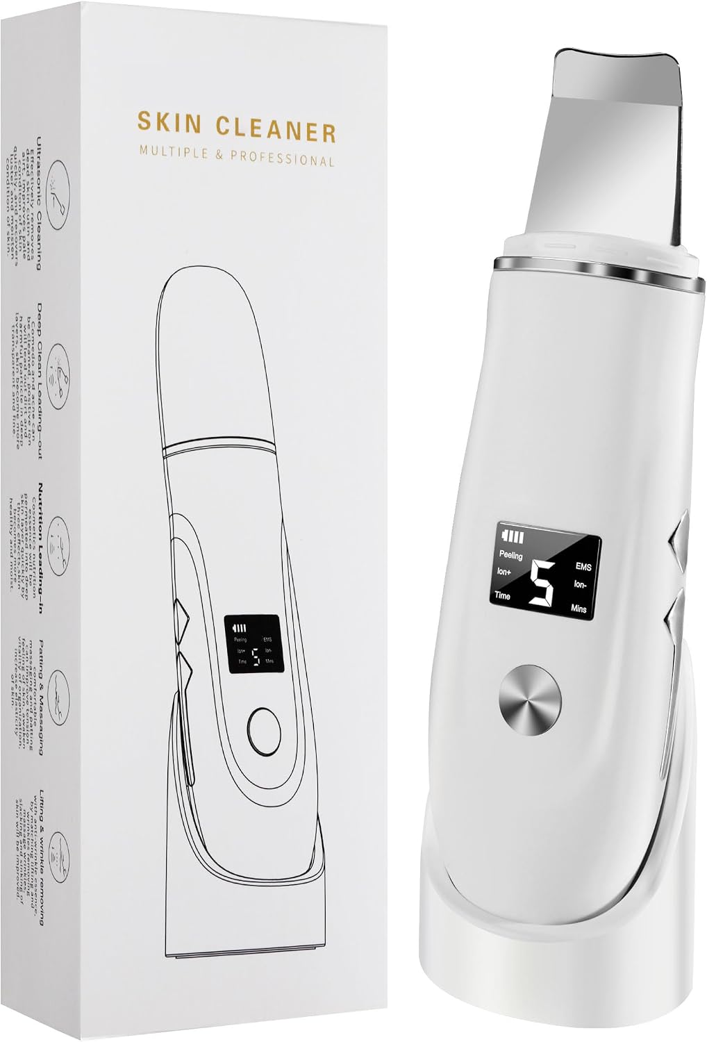 Ultrasonic Facial Skin Scrubber and Pore Cleansing Spatula