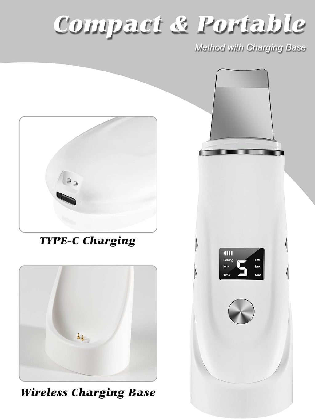 Ultrasonic Facial Skin Scrubber and Pore Cleansing Spatula