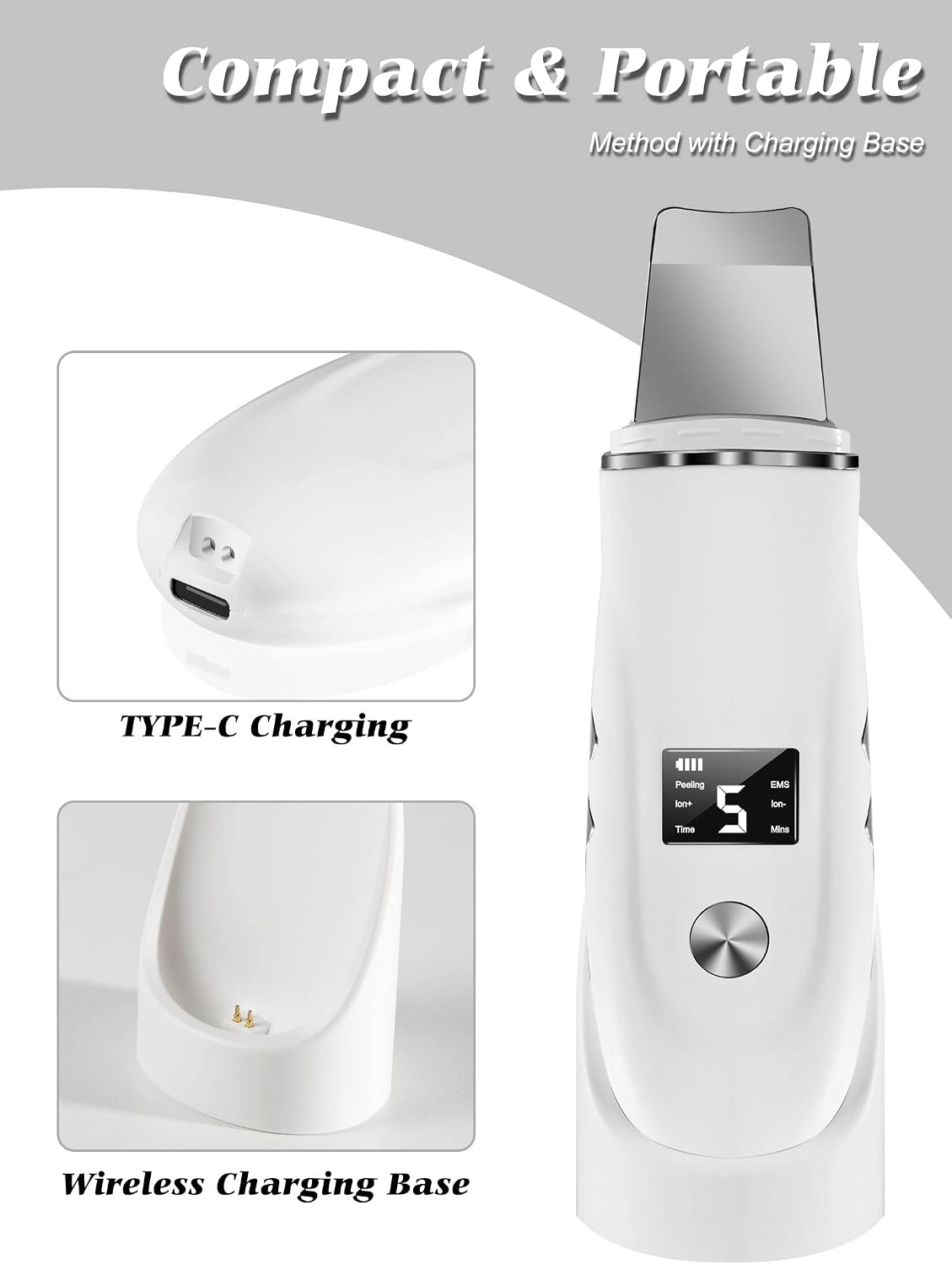 Ultrasonic Facial Skin Scrubber and Pore Cleansing Spatula