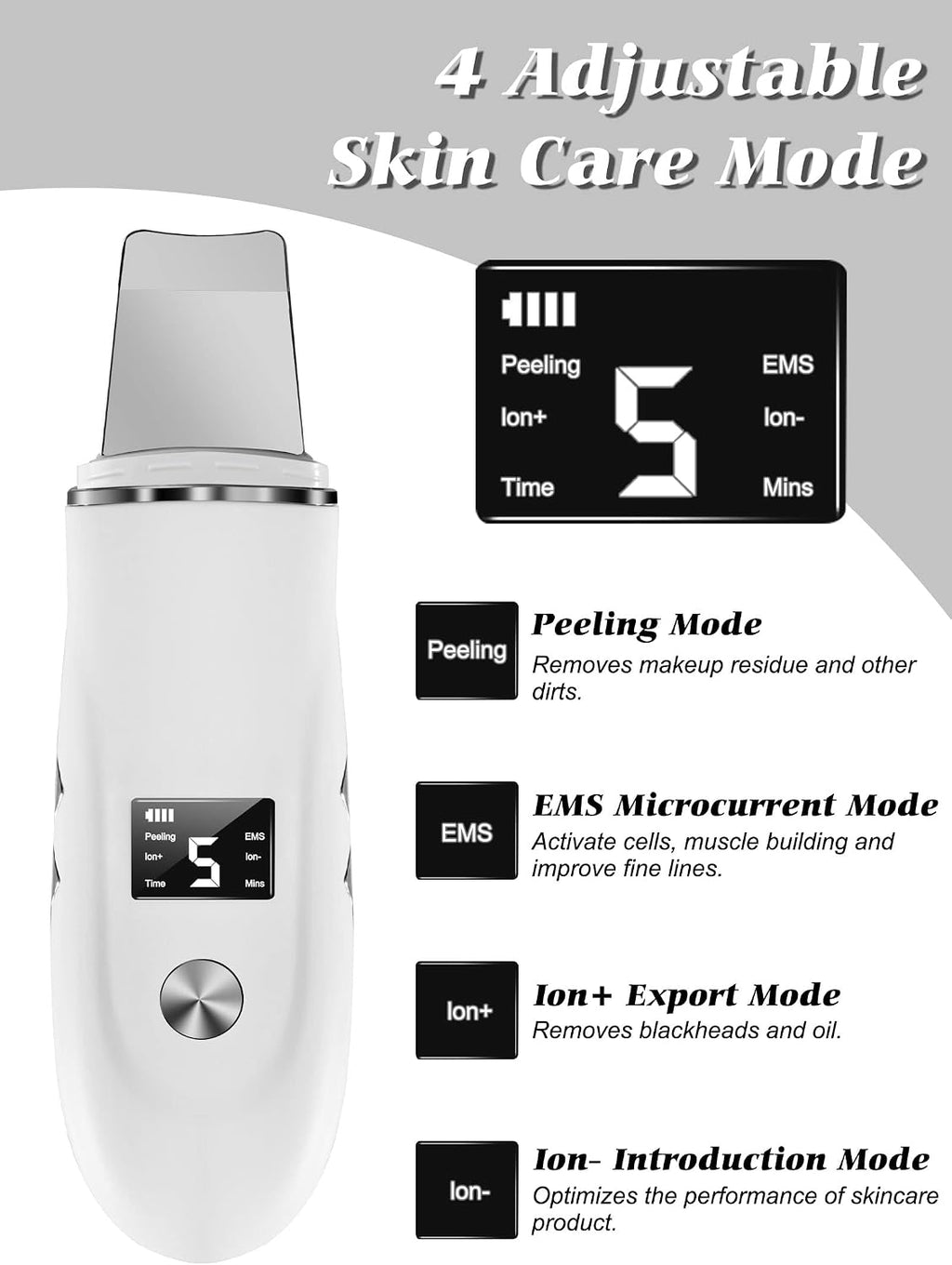 Ultrasonic Facial Skin Scrubber and Pore Cleansing Spatula