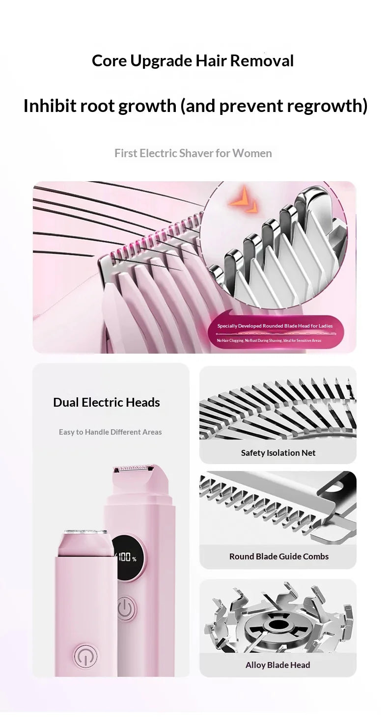 2-in-1 Painless Electric Shaver for Full Body Hair Removal
