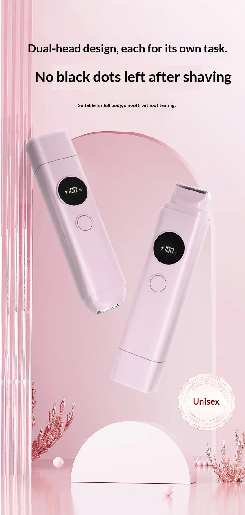 2-in-1 Painless Electric Shaver for Full Body Hair Removal