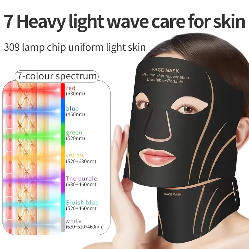 7-Color LED Light Therapy Face and Neck Mask