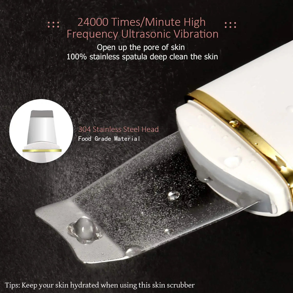 Ultrasonic Facial Skin Scrubber and Pore Cleanser