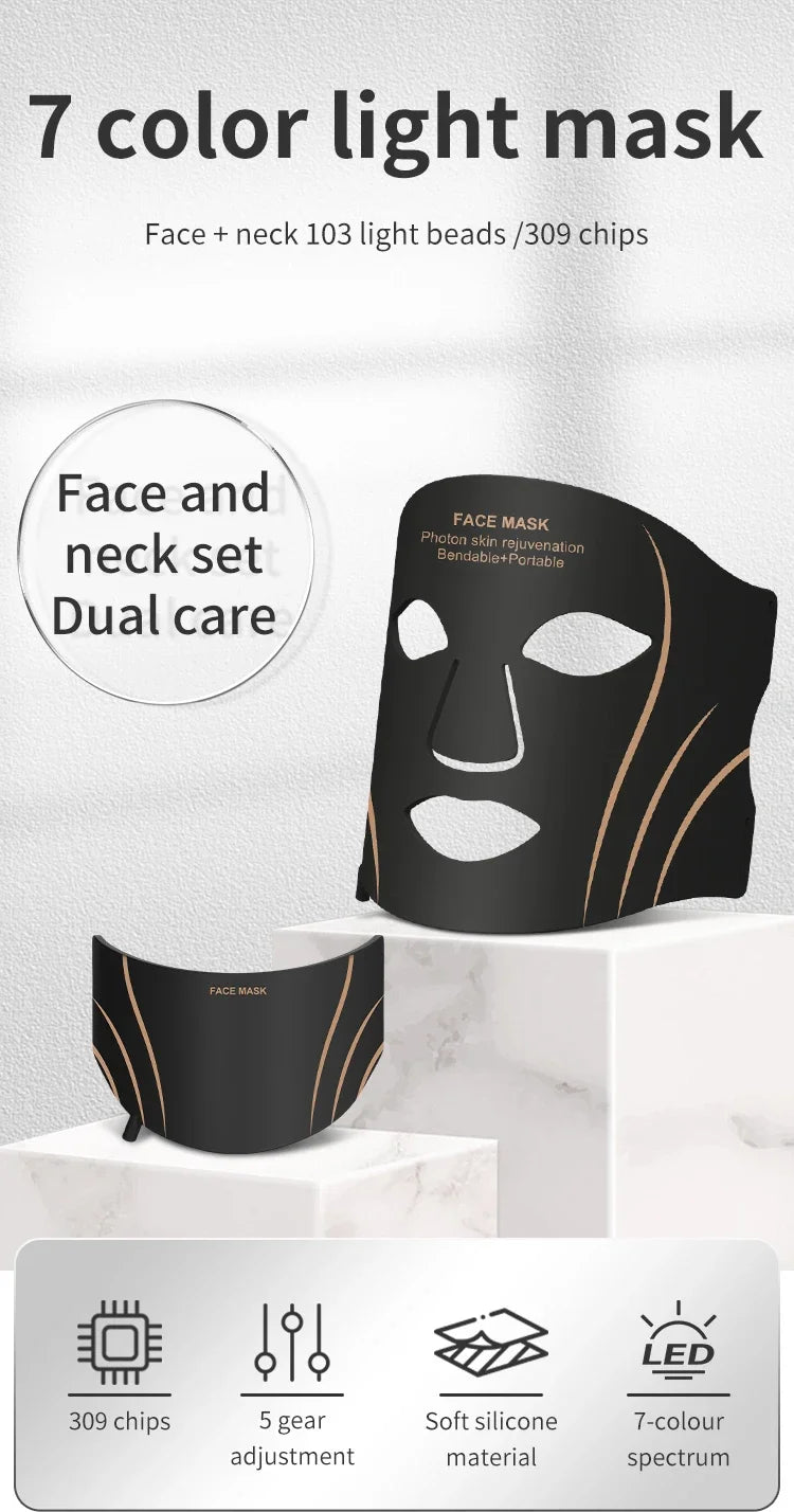 7-Color LED Light Therapy Face and Neck Mask