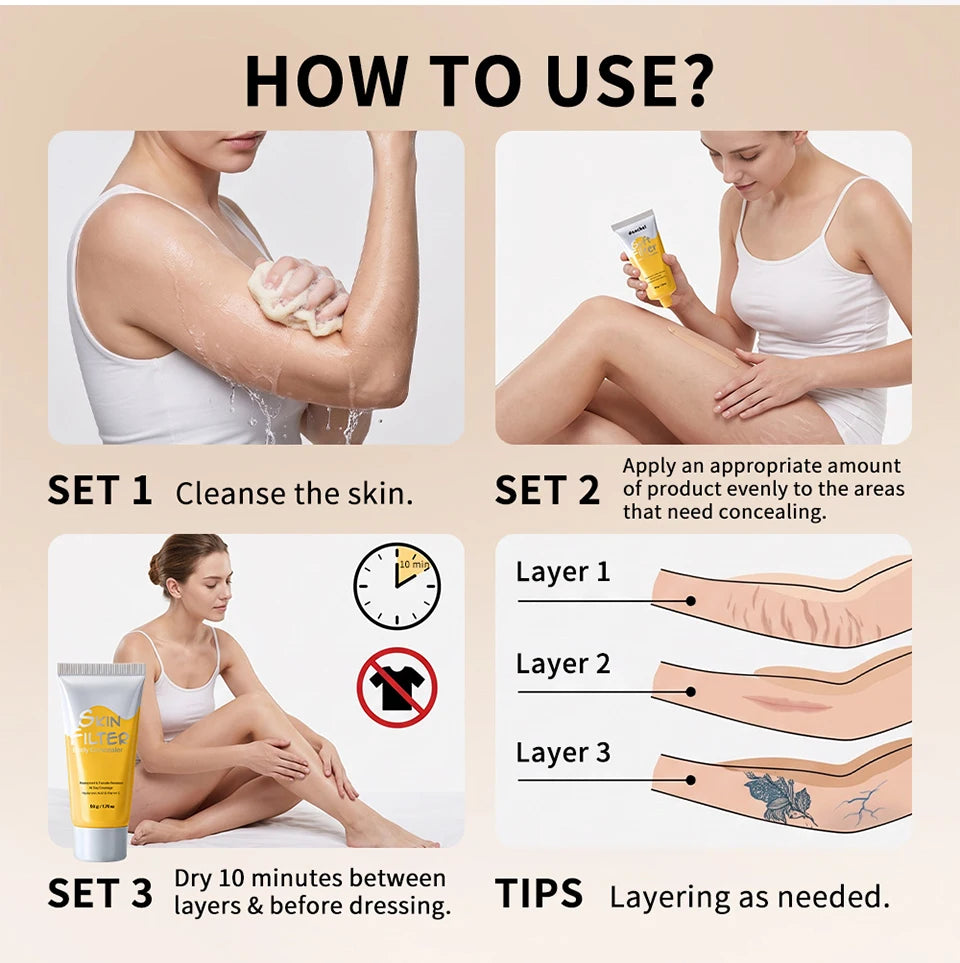 Waterproof Full-Coverage Body Concealer for Scars and Tattoos
