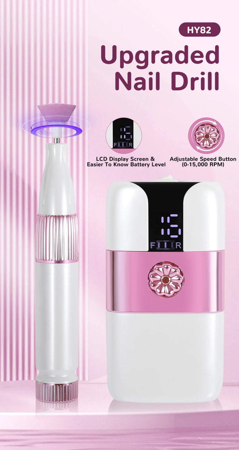 Professional Rechargeable Electric Nail Drill File Kit - 8