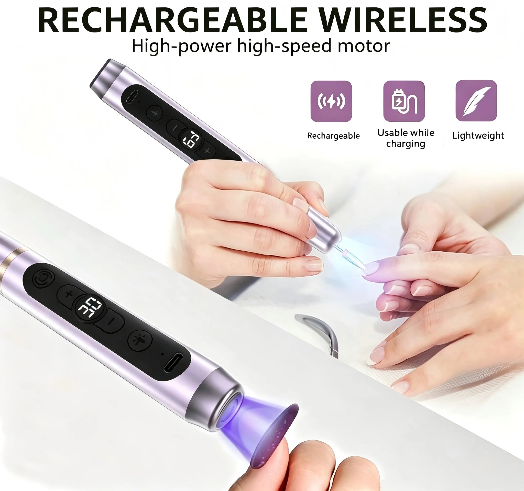 Portable Electric Nail Drill and UV Light Kit - 9