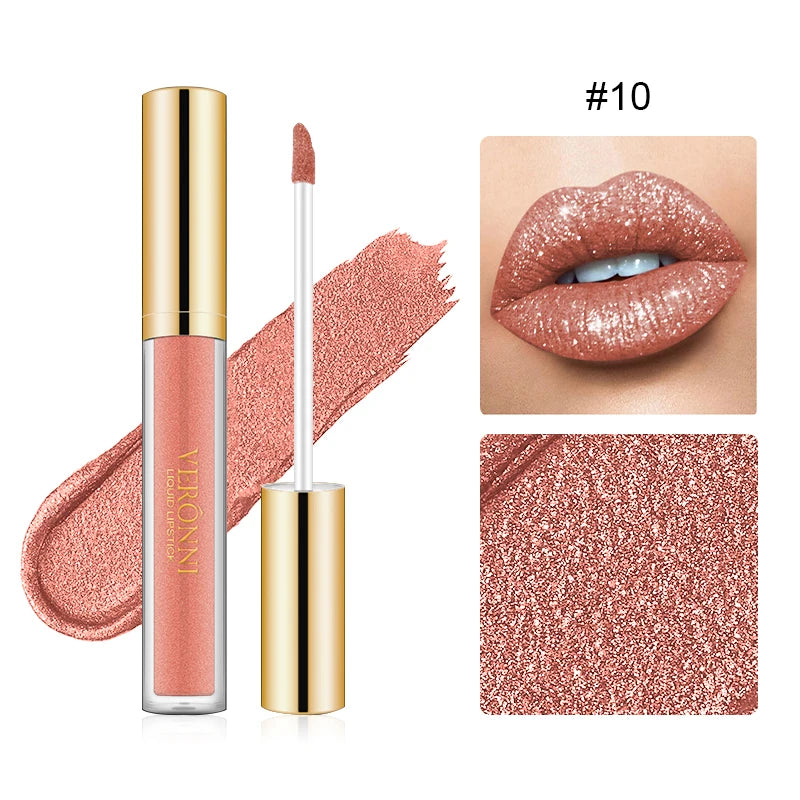 Shimmering Long-Lasting Waterproof Liquid Lipstick - 23