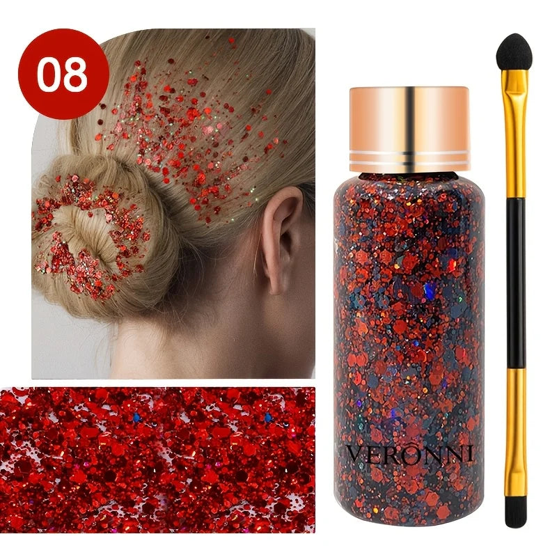Face and Body Glitter Makeup Set with Application Brush - 14