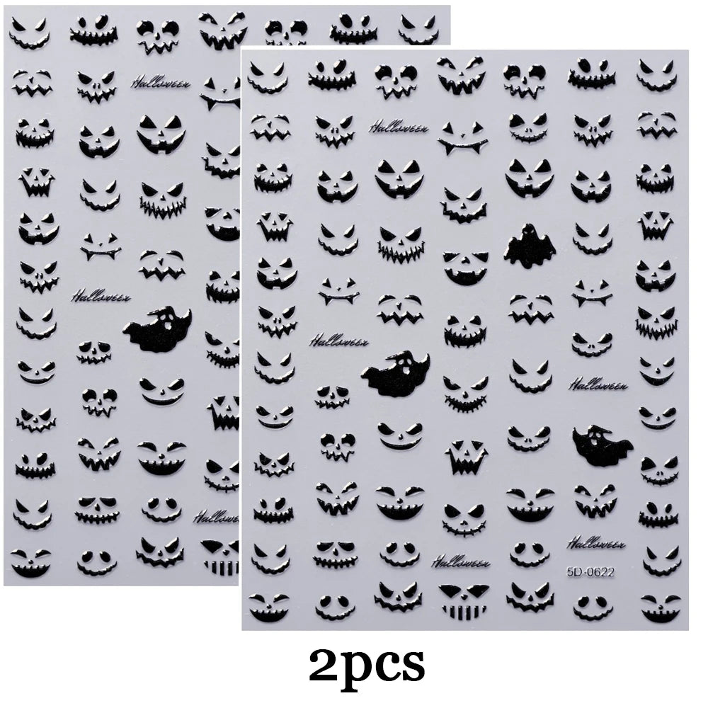 5D Halloween Spider Nail Art Stickers for Spooky Manicures