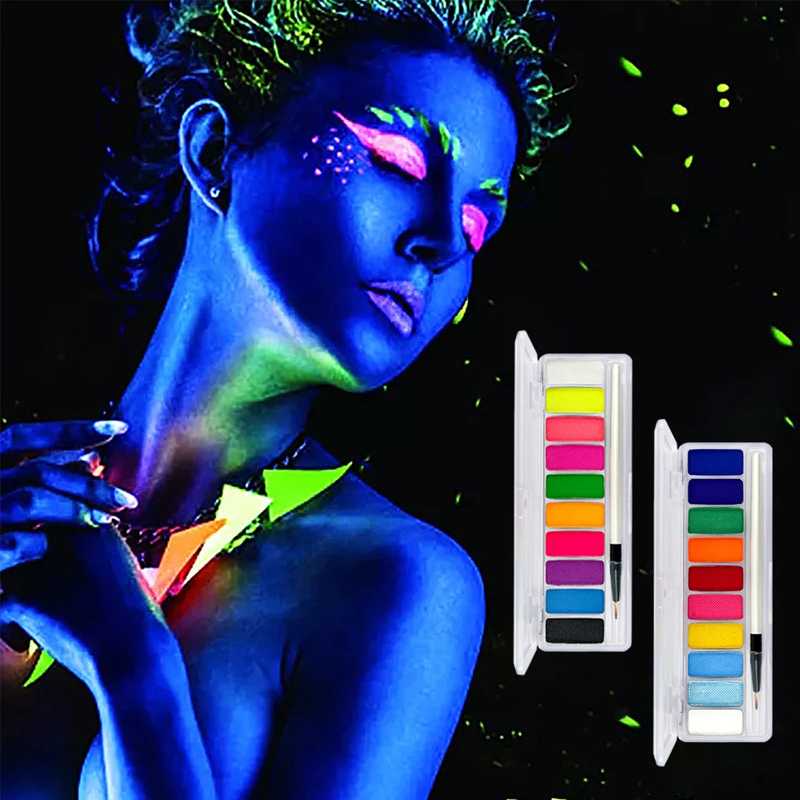 10-Color Neon UV Glow Face and Body Paint Kit