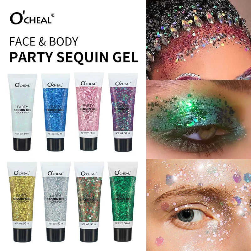 Waterproof Face and Body Glitter Sequin Gel