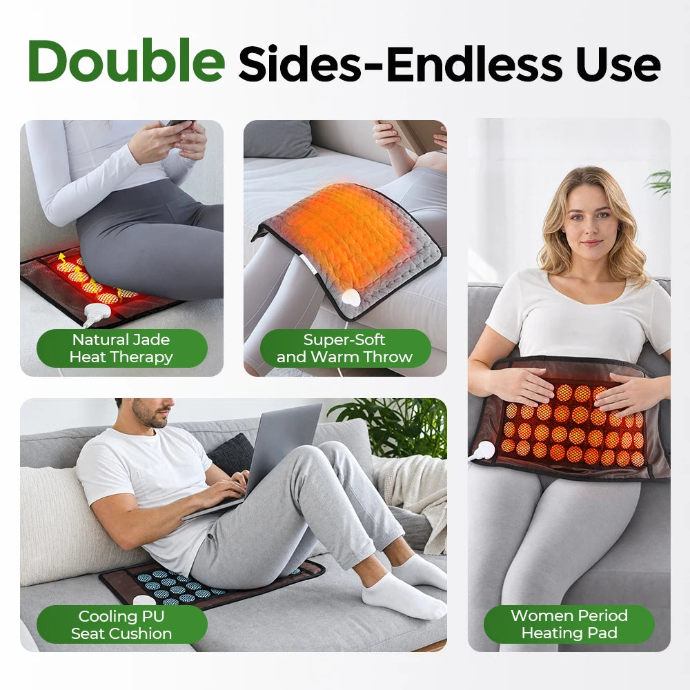 Natural Jade Stone Heating Pad for Back and Body Pain Relief