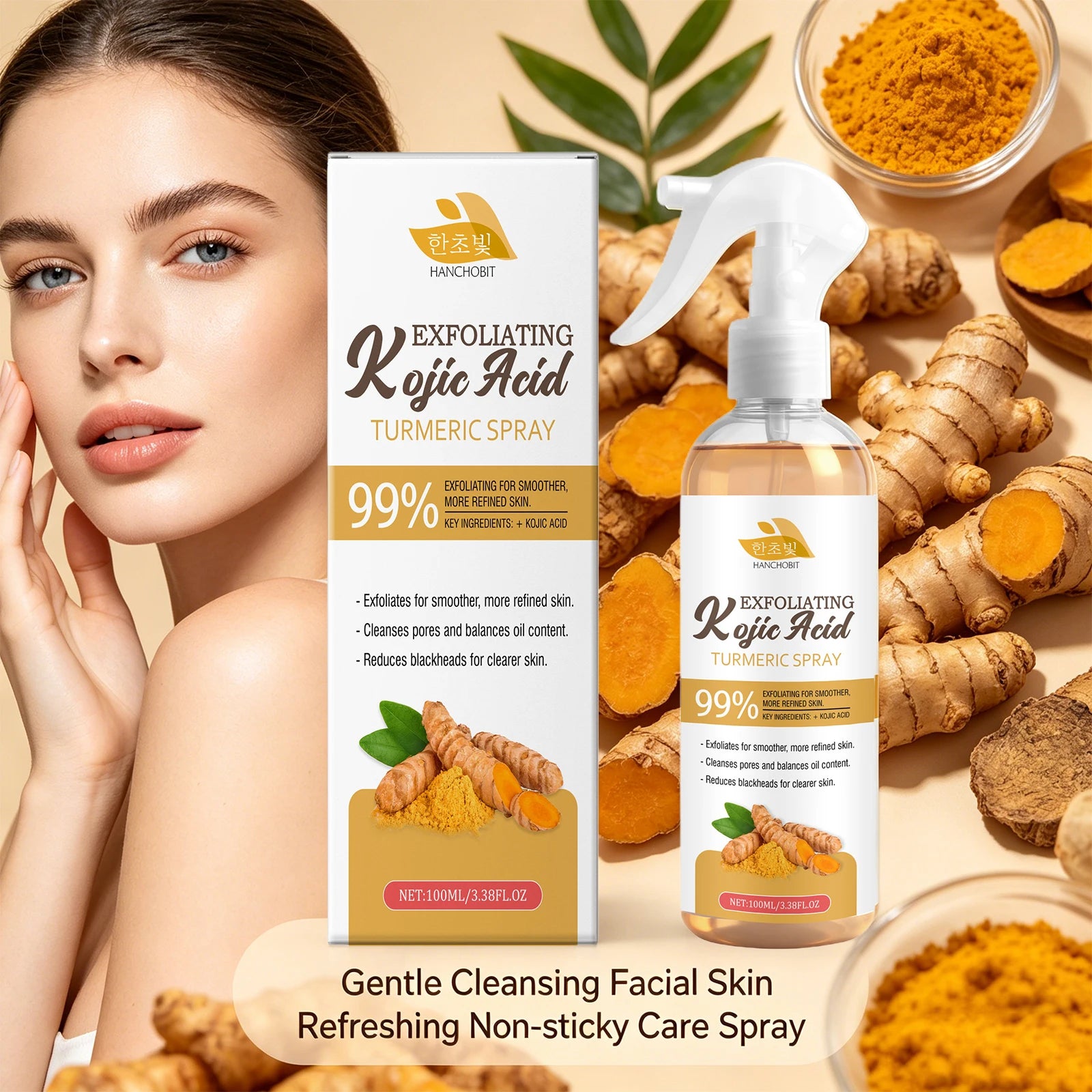 Brightening Kojic Acid and Turmeric Exfoliating Facial Spray - 5