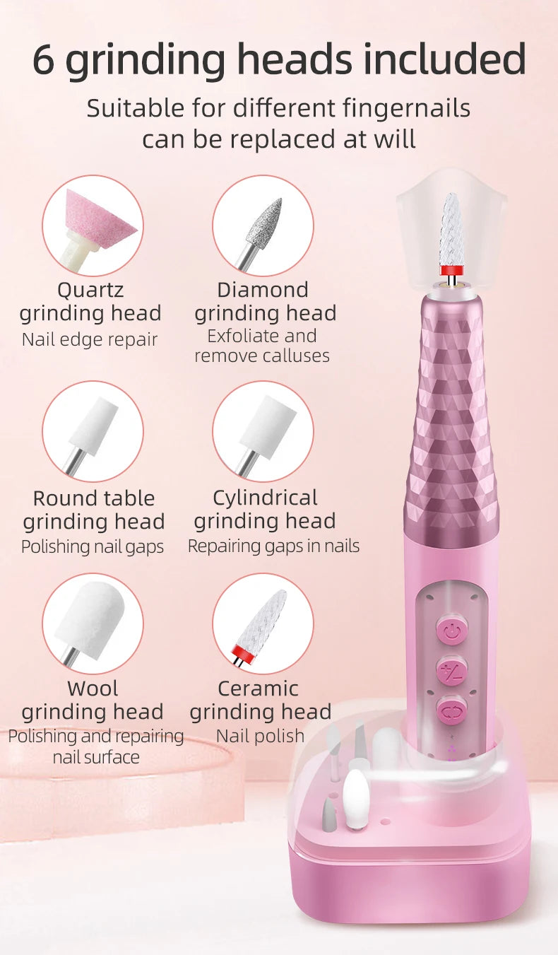 Portable Cordless Electric Nail Drill Kit