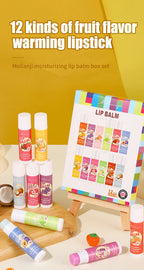 12-Piece Fruity Moisturizing Lip Balm Set for Dry Lips