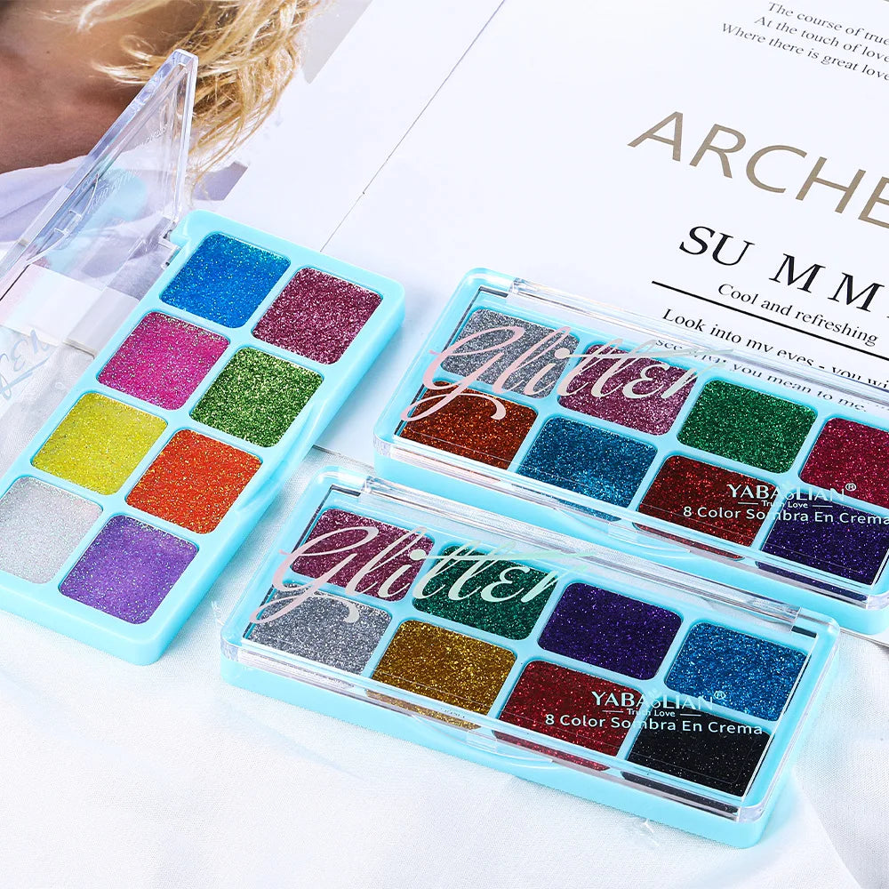 Chunky Glitter Eyeshadow Palette for Face and Body - 8