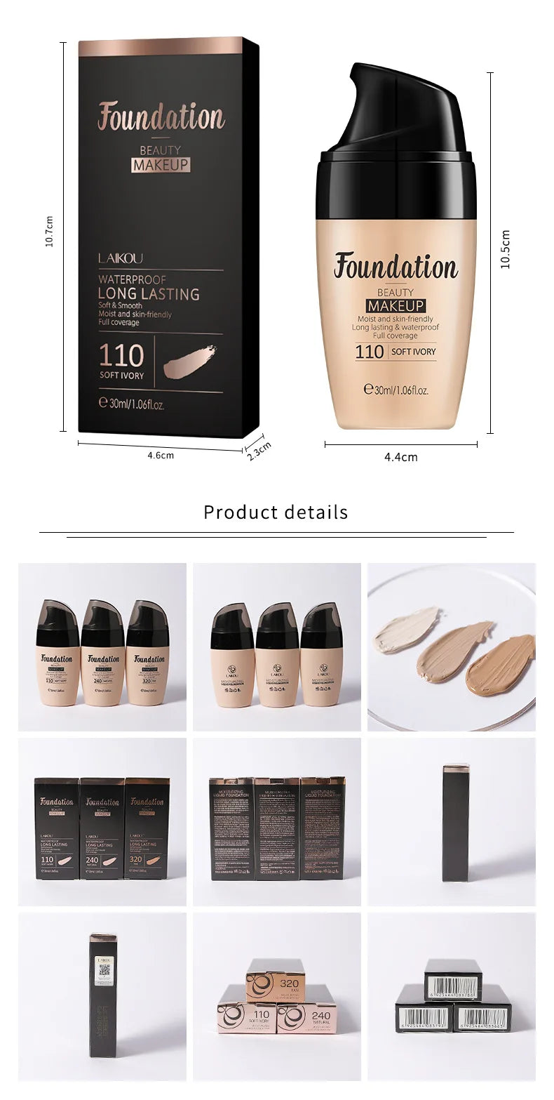 3-Tone Moisturizing Full Coverage Liquid Concealer Foundation - 7