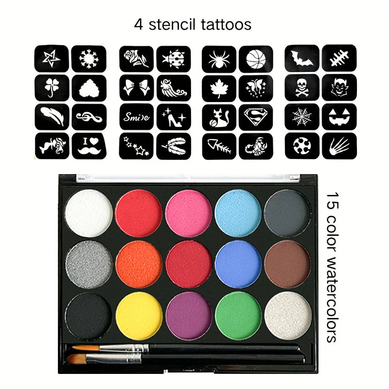 15-Color Professional Face and Body Paint Palette - 9