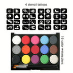 15-Color Professional Face and Body Paint Palette
