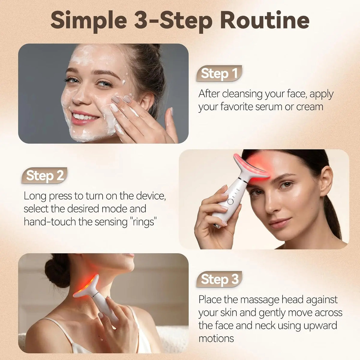 3-in-1 LED Light Therapy Facial Sculpting and Lifting Massager