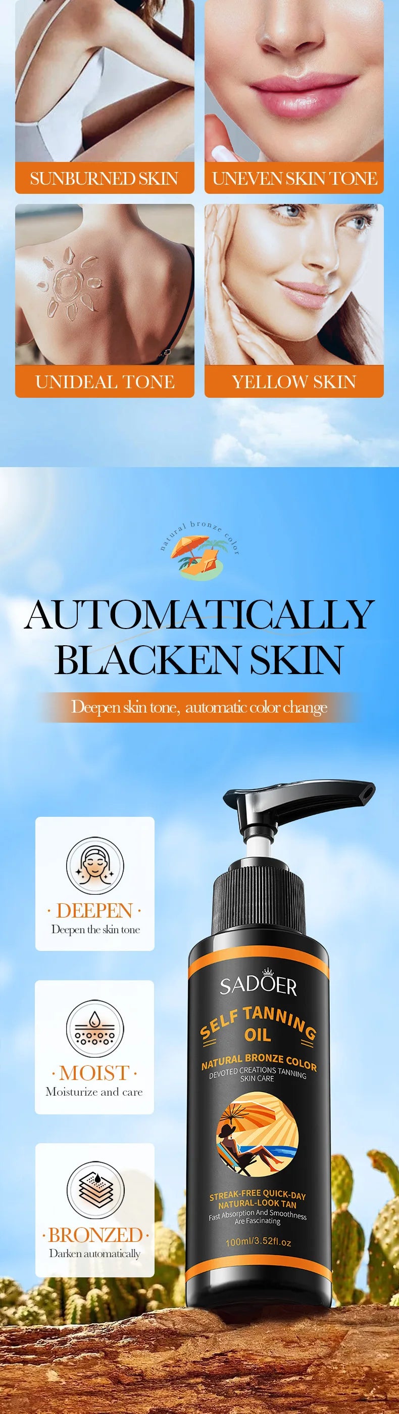 Streak-Free Self Tanning Bronzing Oil for Radiant Skin - 9