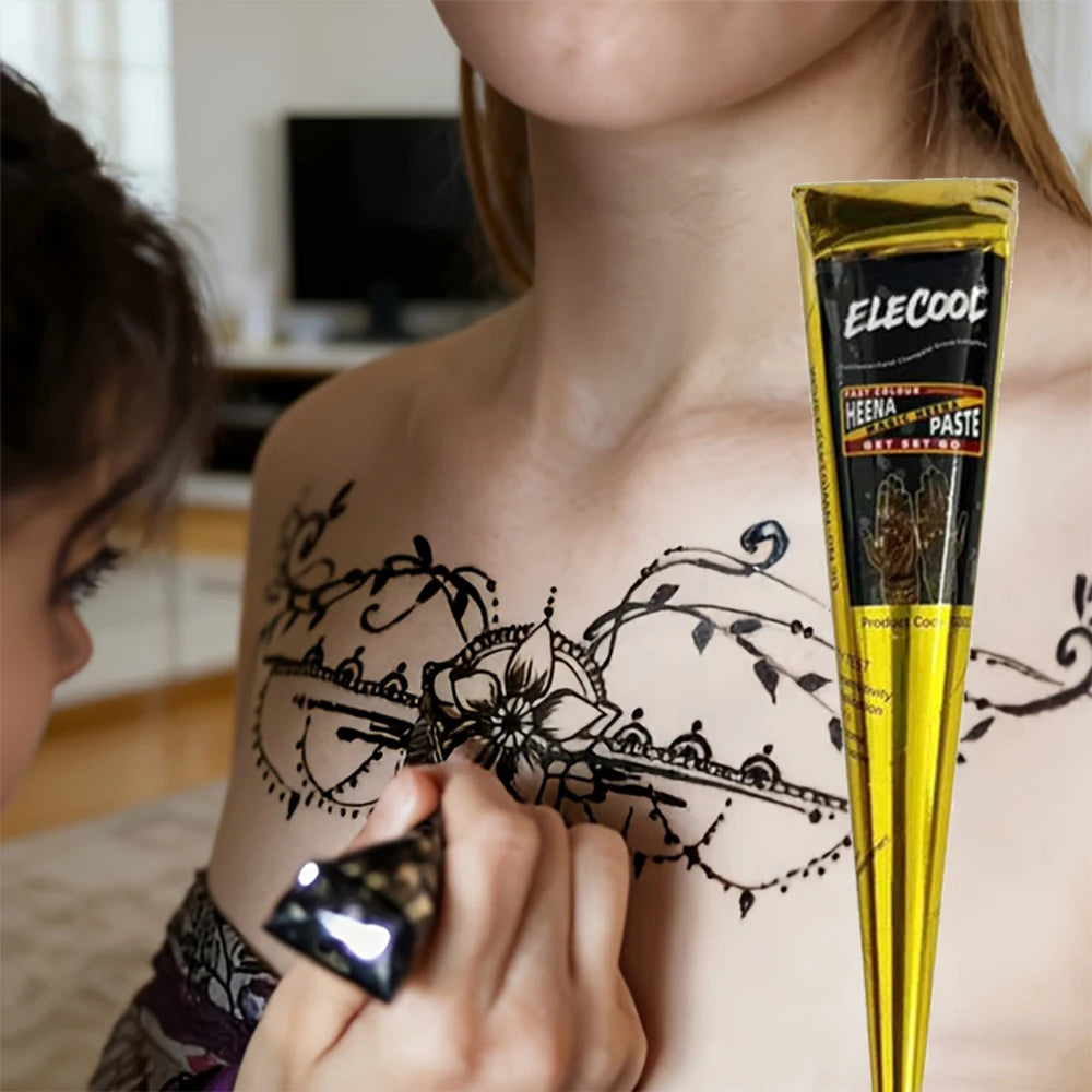 Temporary Henna Tattoo Kit with Stencils for DIY Body Art - 5