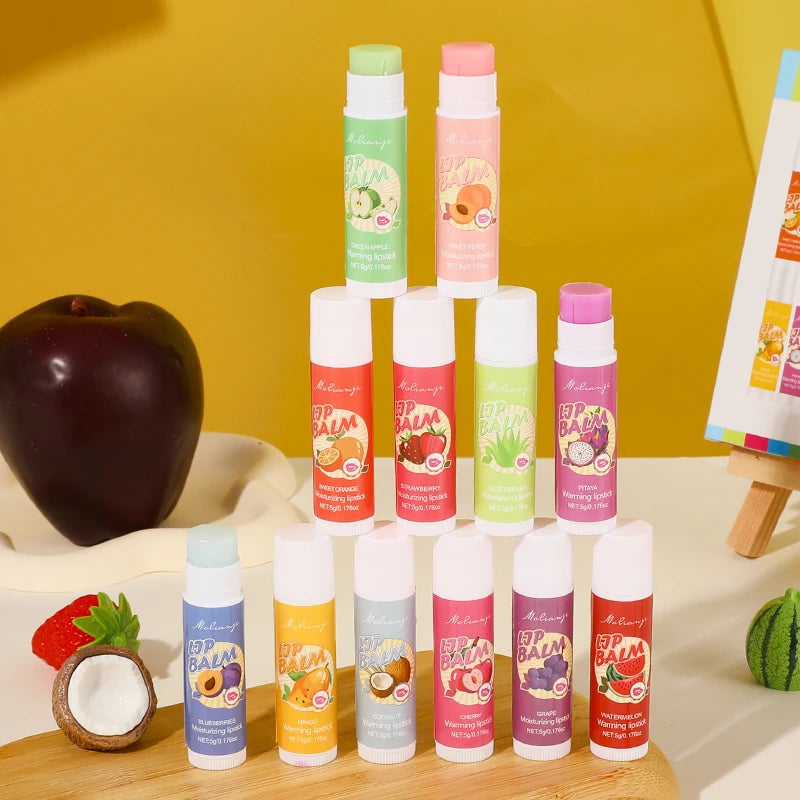 12-Piece Fruity Moisturizing Lip Balm Set for Dry Lips