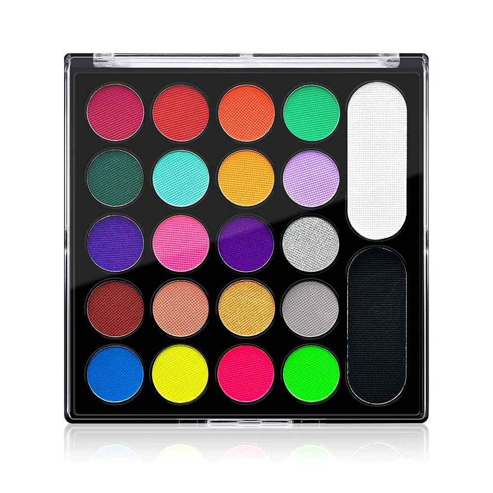 22-Color UV Glow Neon Face and Body Paint Palette