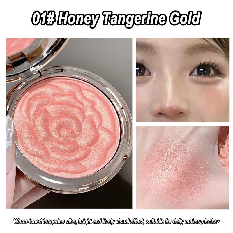 Rose Embossed Shimmer Blush Powder - 8