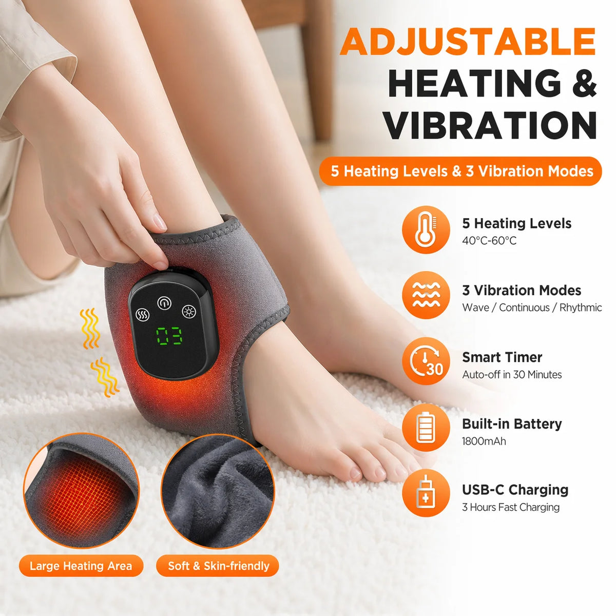 Heated Ankle Massager with Vibration Therapy