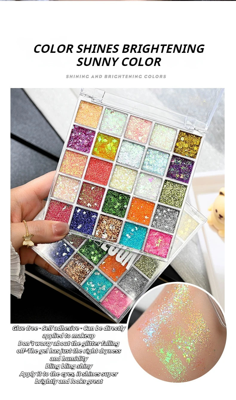 Glitter Sequin Eyeshadow Palette for Festivals and Parties