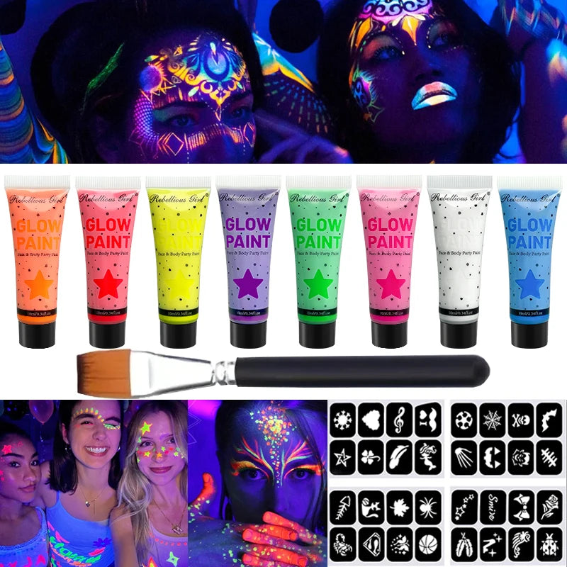 Fluorescent UV Glow Face and Body Paint Set