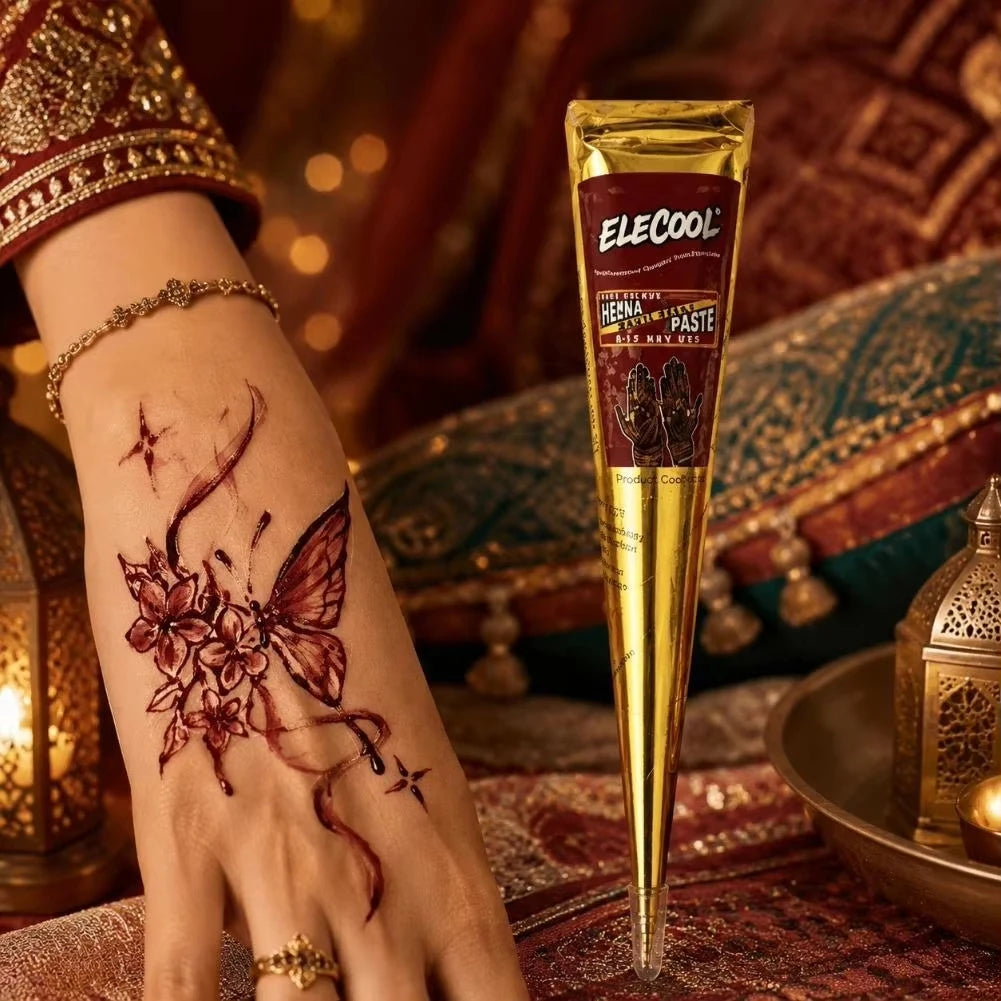 Temporary Henna Tattoo Kit with Stencils for DIY Body Art - 4