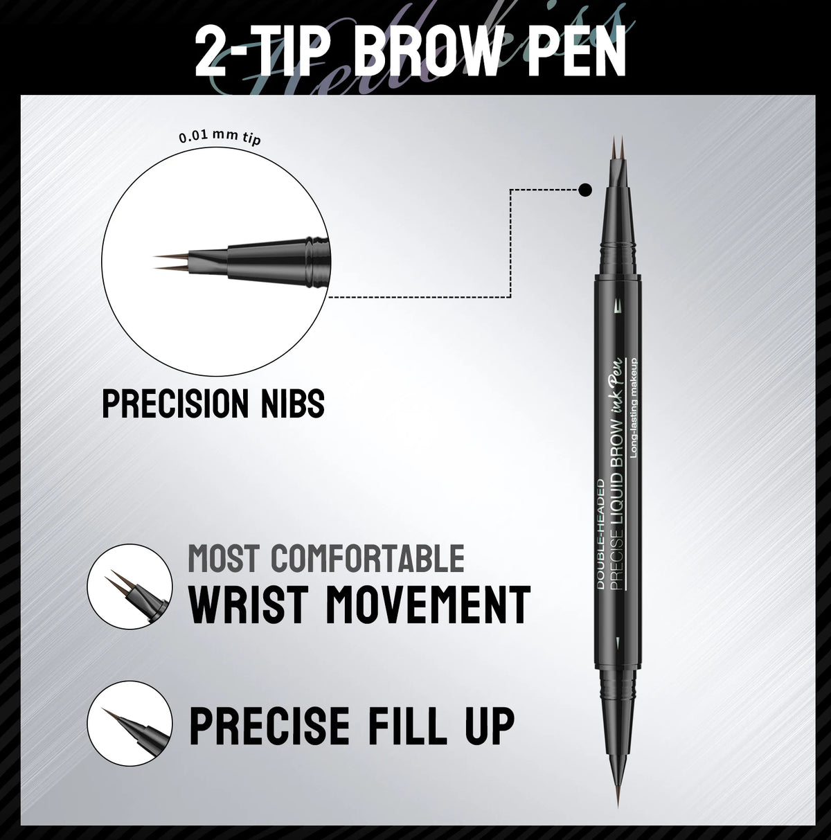 Double-Ended Waterproof Liquid Eyebrow Pen