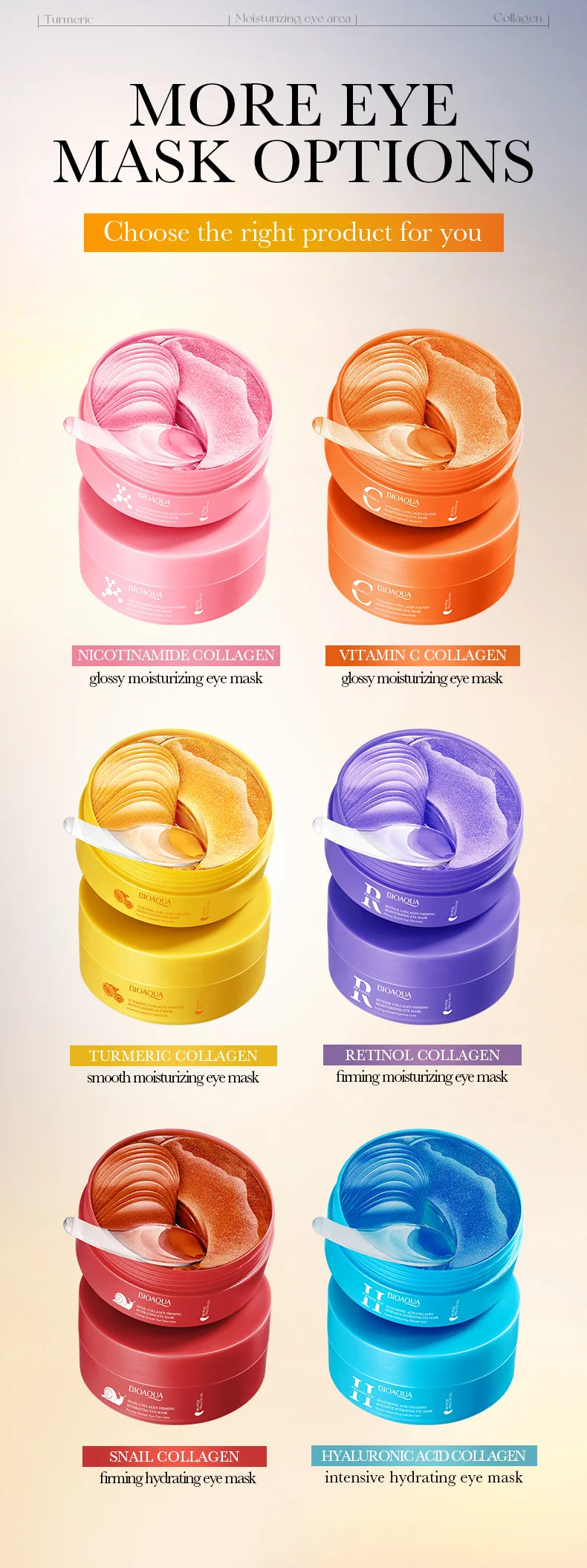 Collagen Moisturizing Eye Patches for Dark Circles and Puffiness