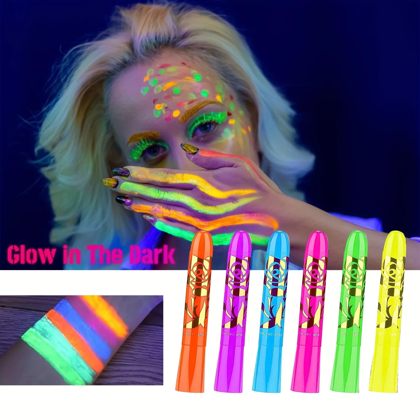 UV Neon Glow-in-the-Dark Face and Body Paint Kit - 1