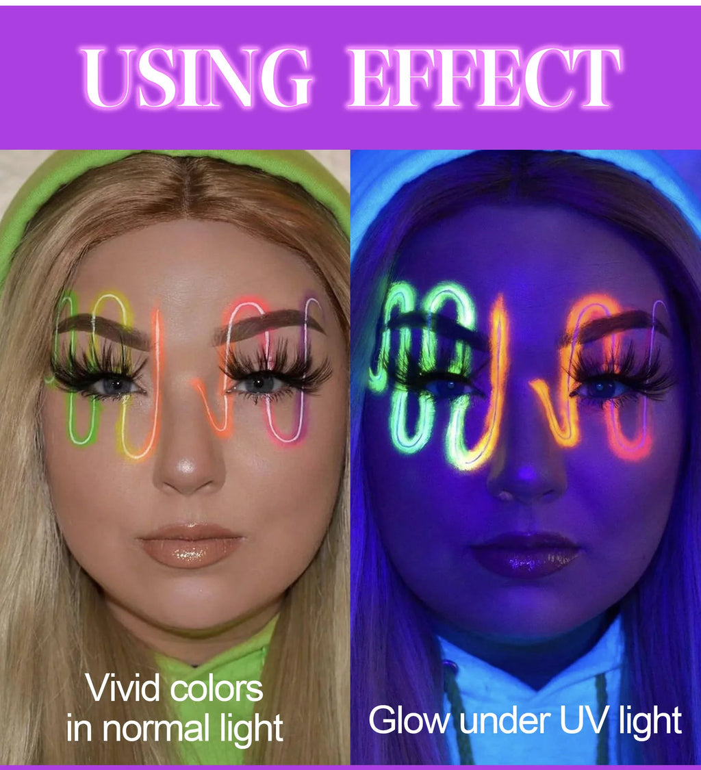 UV Neon Face and Body Paint Palette for Parties and Halloween