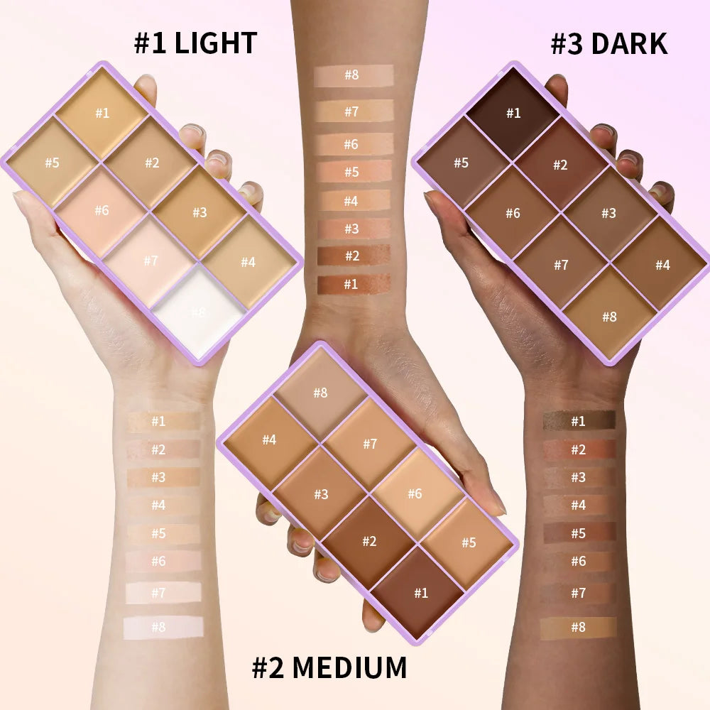 8-Color Professional Cream Concealer and Contour Palette - 17