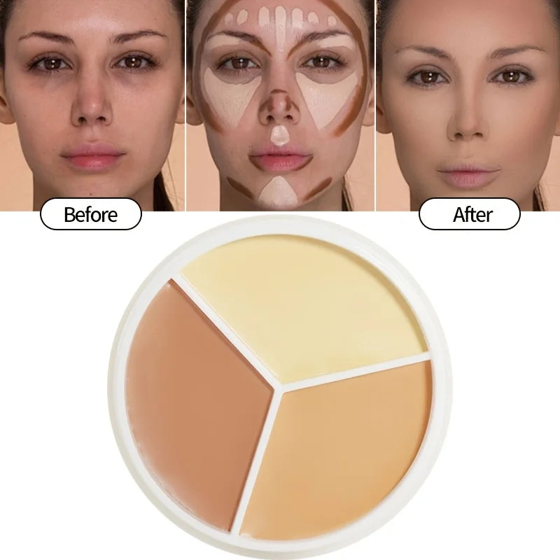 3-Color Cream Concealer Palette for Flawless Skin - 4