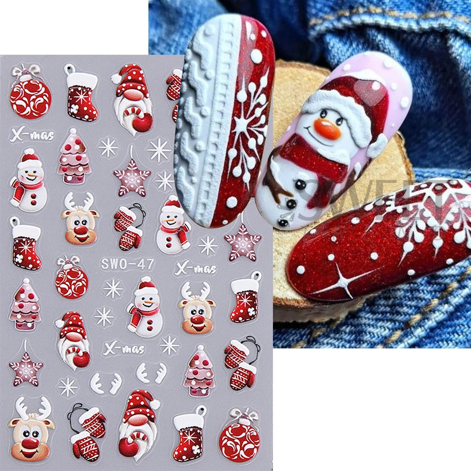 Festive Christmas Holiday Nail Art Decals