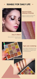 16-Color Glitter Sequin Eyeshadow Palette for Shimmer Makeup