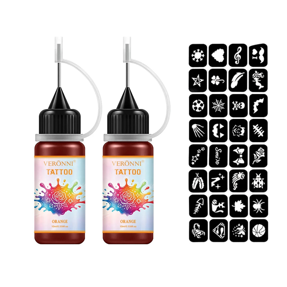 Waterproof DIY Temporary Tattoo Ink Kit with Stencils