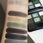 9-Color Olive Green Smokey Eyeshadow Palette