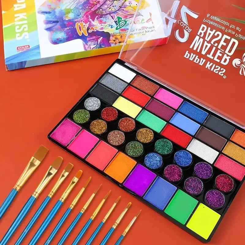 42-Color Water-Activated Face and Body Paint Makeup Set - 3