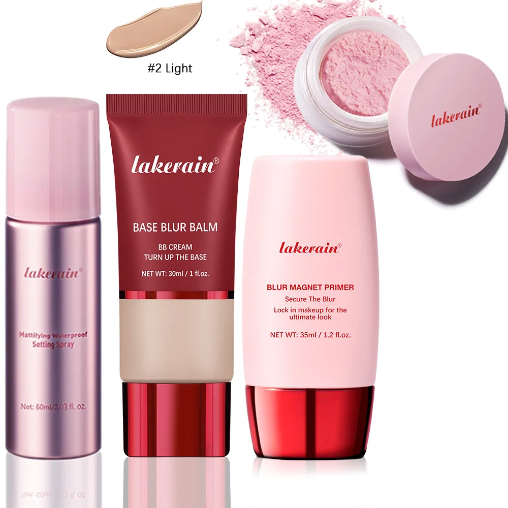 4-Piece Long-Lasting Waterproof Makeup Base and Setting Set - 1
