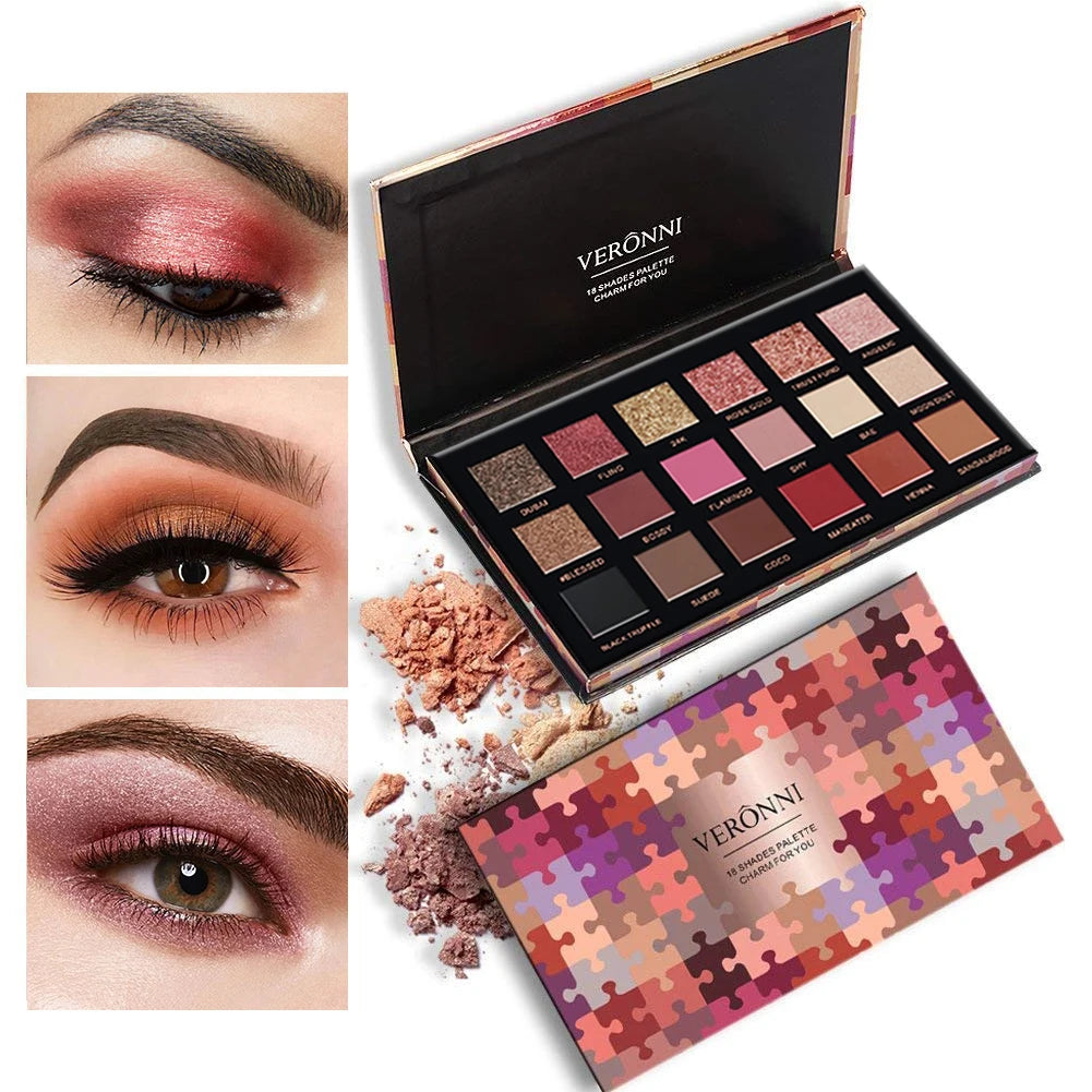 18-Color Professional Eyeshadow Palette for Versatile Makeup Looks