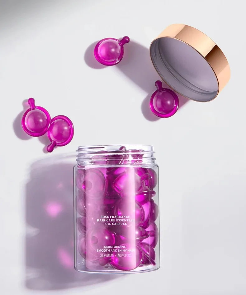 Rose Essential Oil Hair Repair Capsules for Dry Frizzy Hair - 17