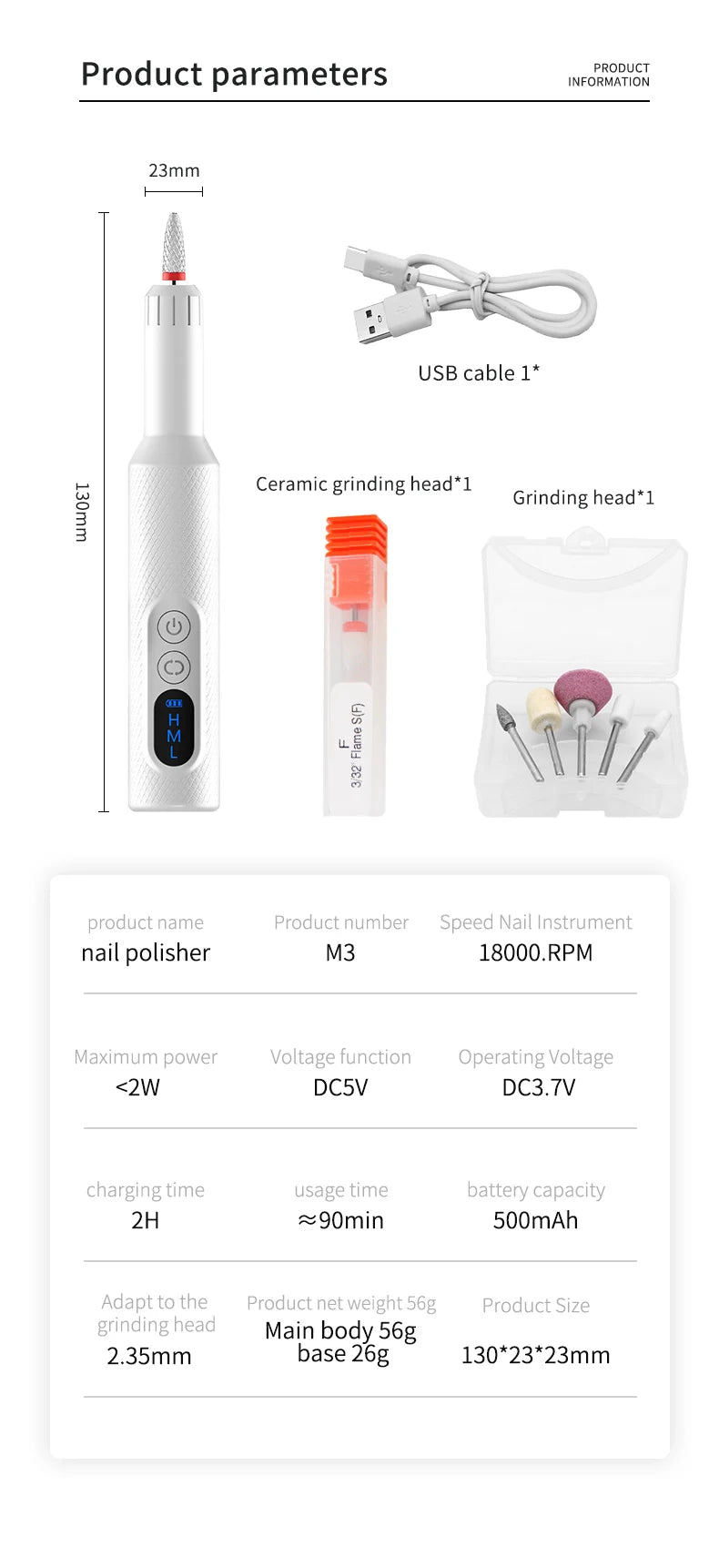 Cordless Electric Nail Drill for Manicure and Pedicure
